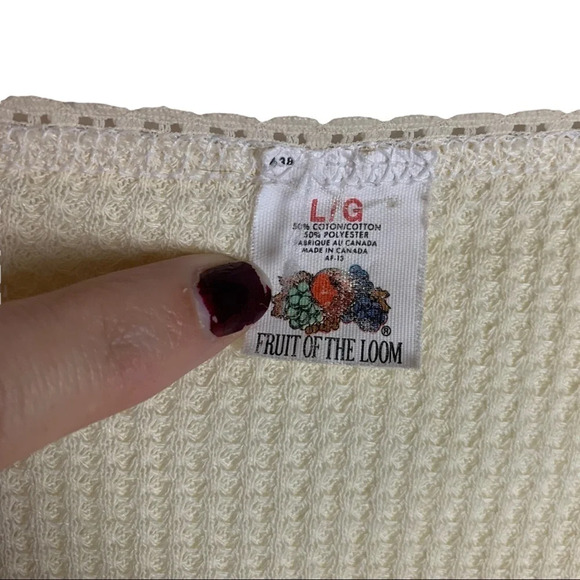 Vintage Fruit Of The Loom Waffle Knit Thermal Shirt Size Large - Picture 5 of 7